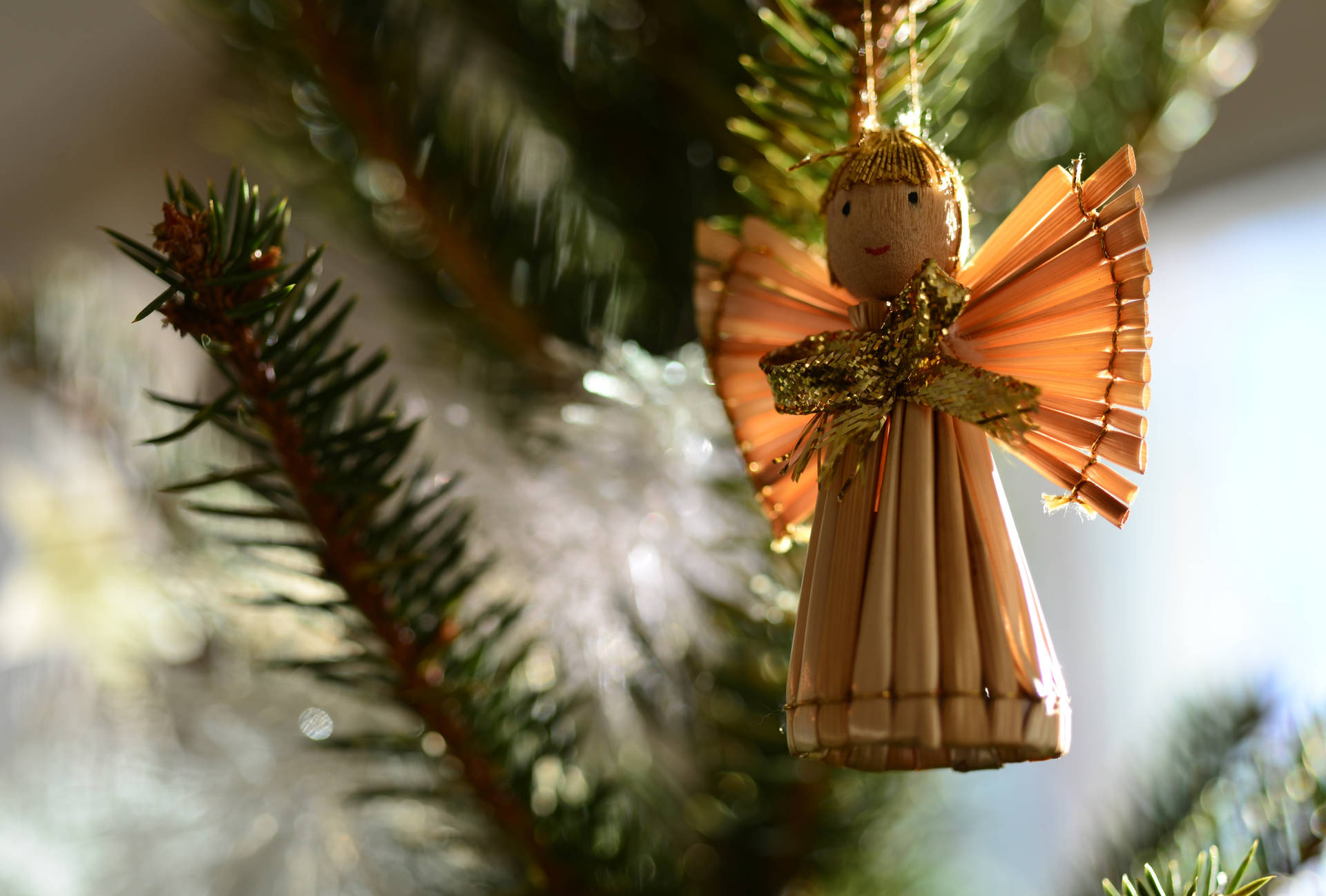 Enchanting Handmade Straw Christmas Angel Background