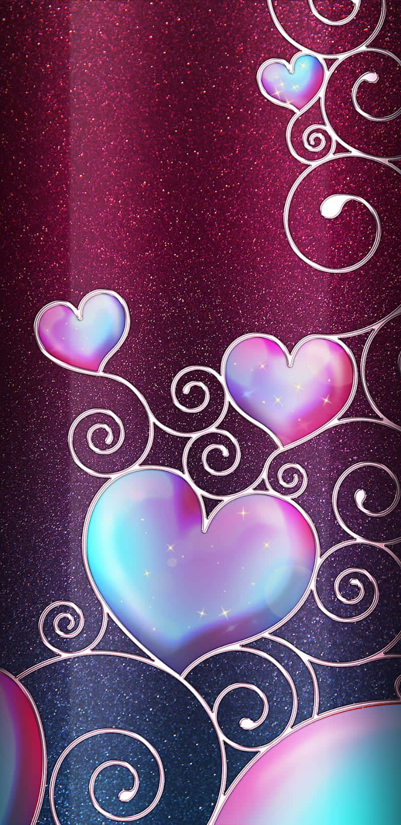 Enchanting Hearts Galaxy Background Background