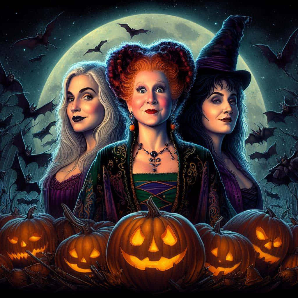Enchanting Hocus Pocus Witches Illustration Background
