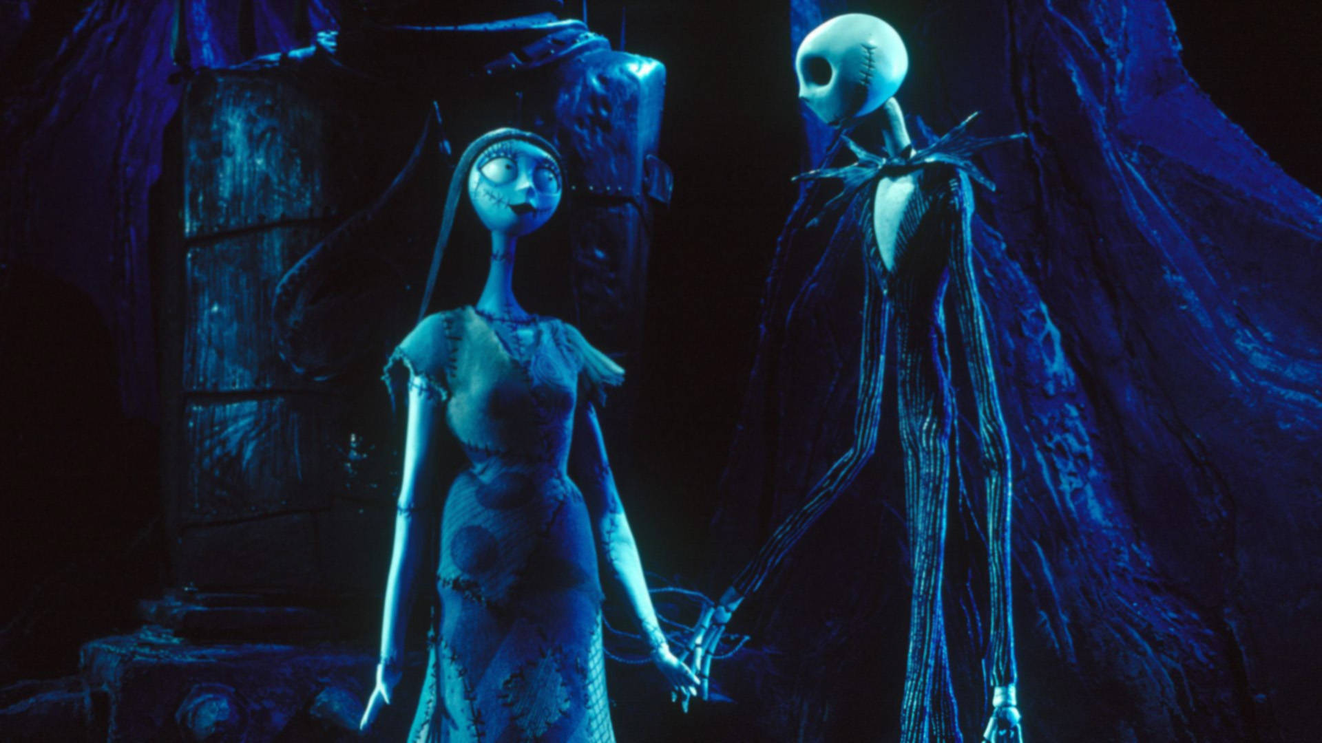 Enchanting Illustration Of Jack And Sally From Tim Burton's Masterpiece Background