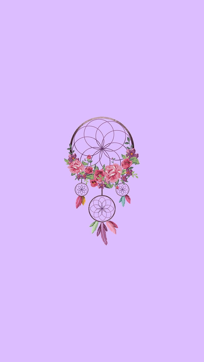 Enchanting Kawaii Purple Dreamcatcher Background