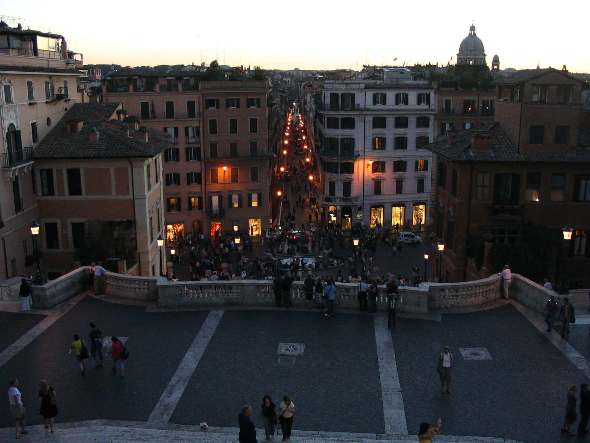 Enchanting Night View Of Spanish Steps, Rome Background