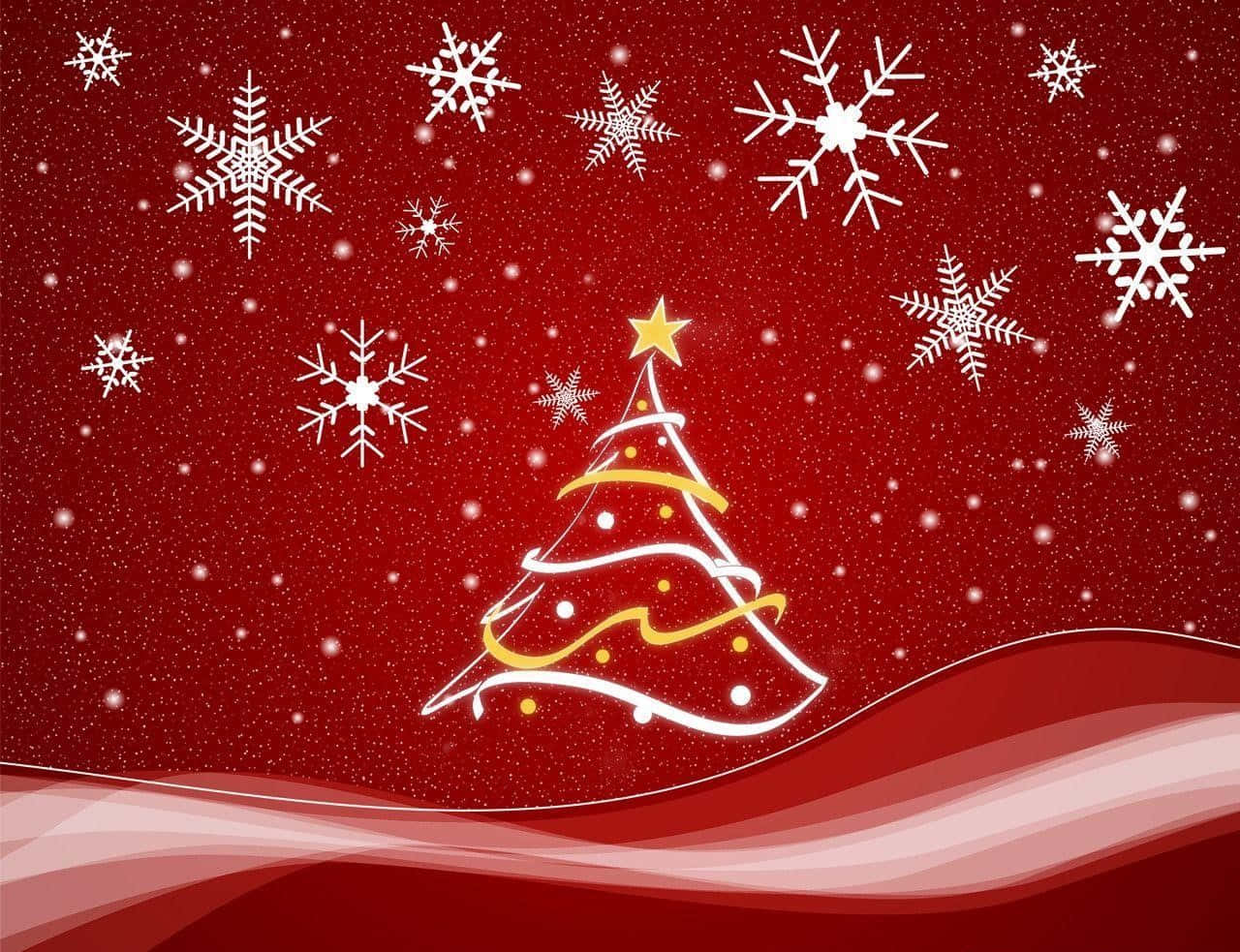 Enchanting Red Aesthetic Christmas Scene Background