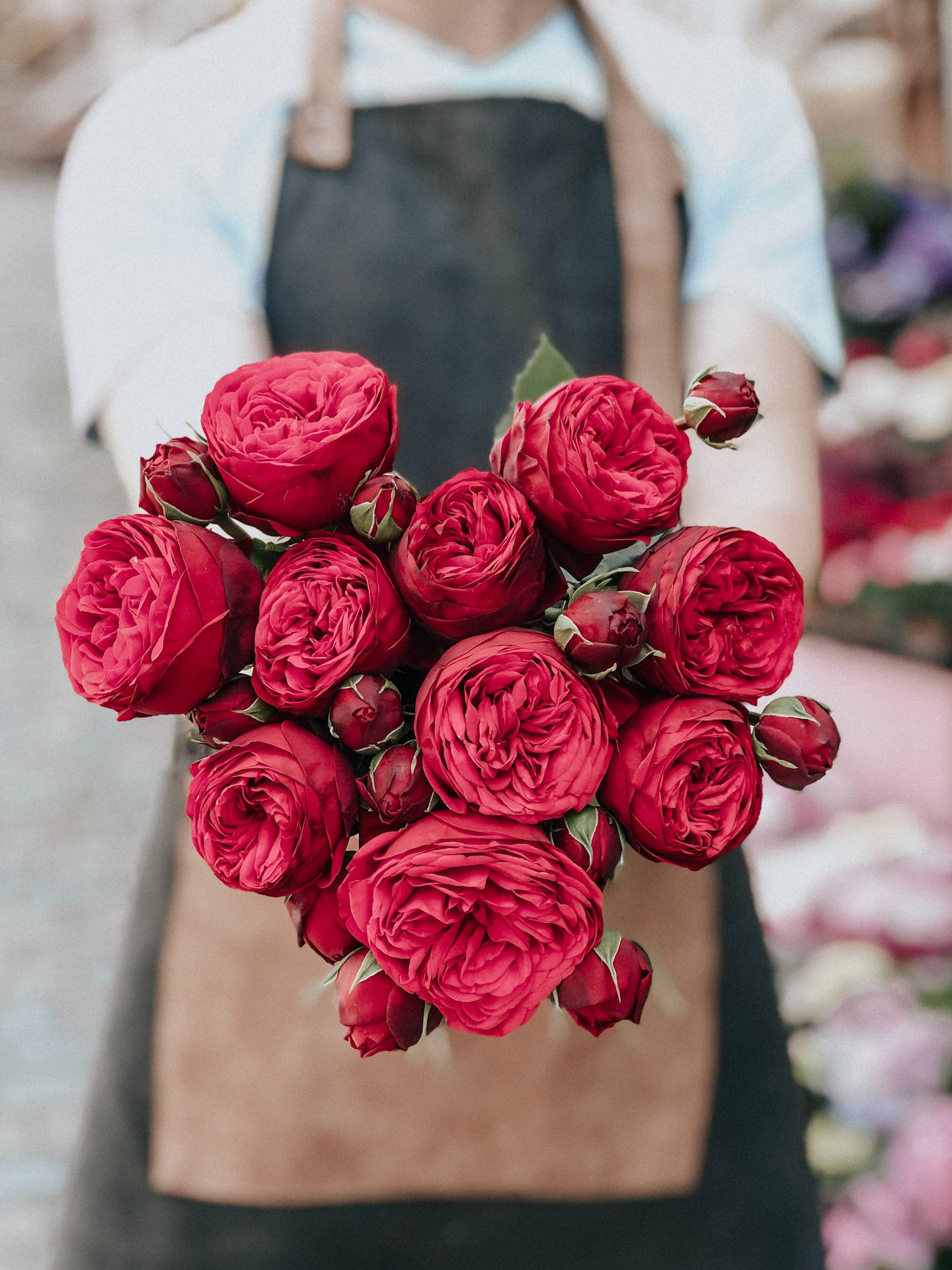 Enchanting Red Garden Roses Bouquet Background