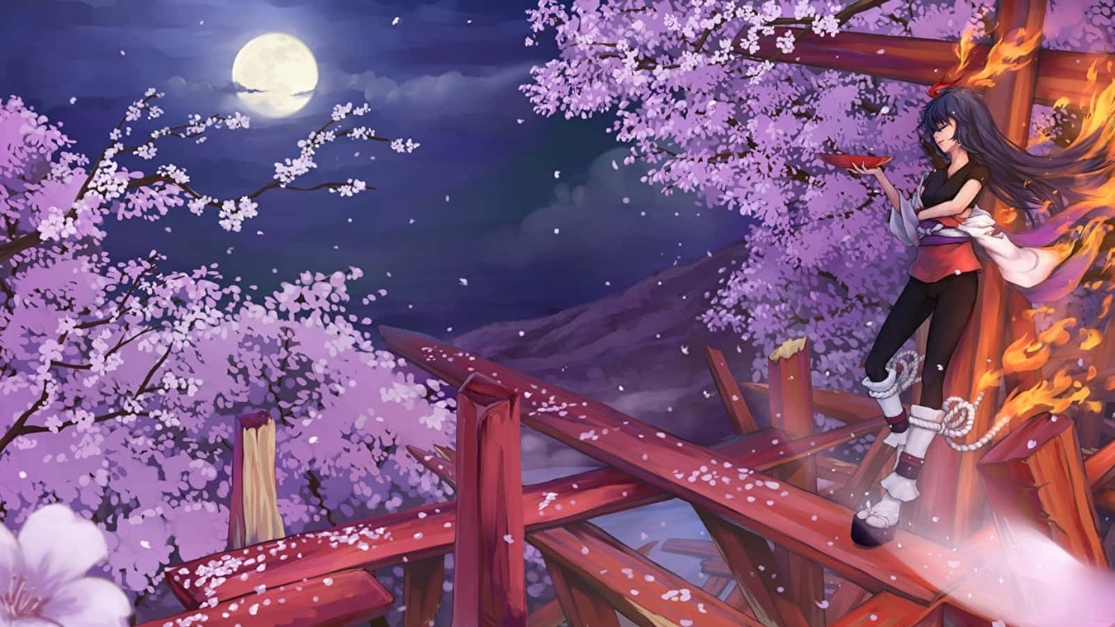 Enchanting Sakura Anime Scene Background