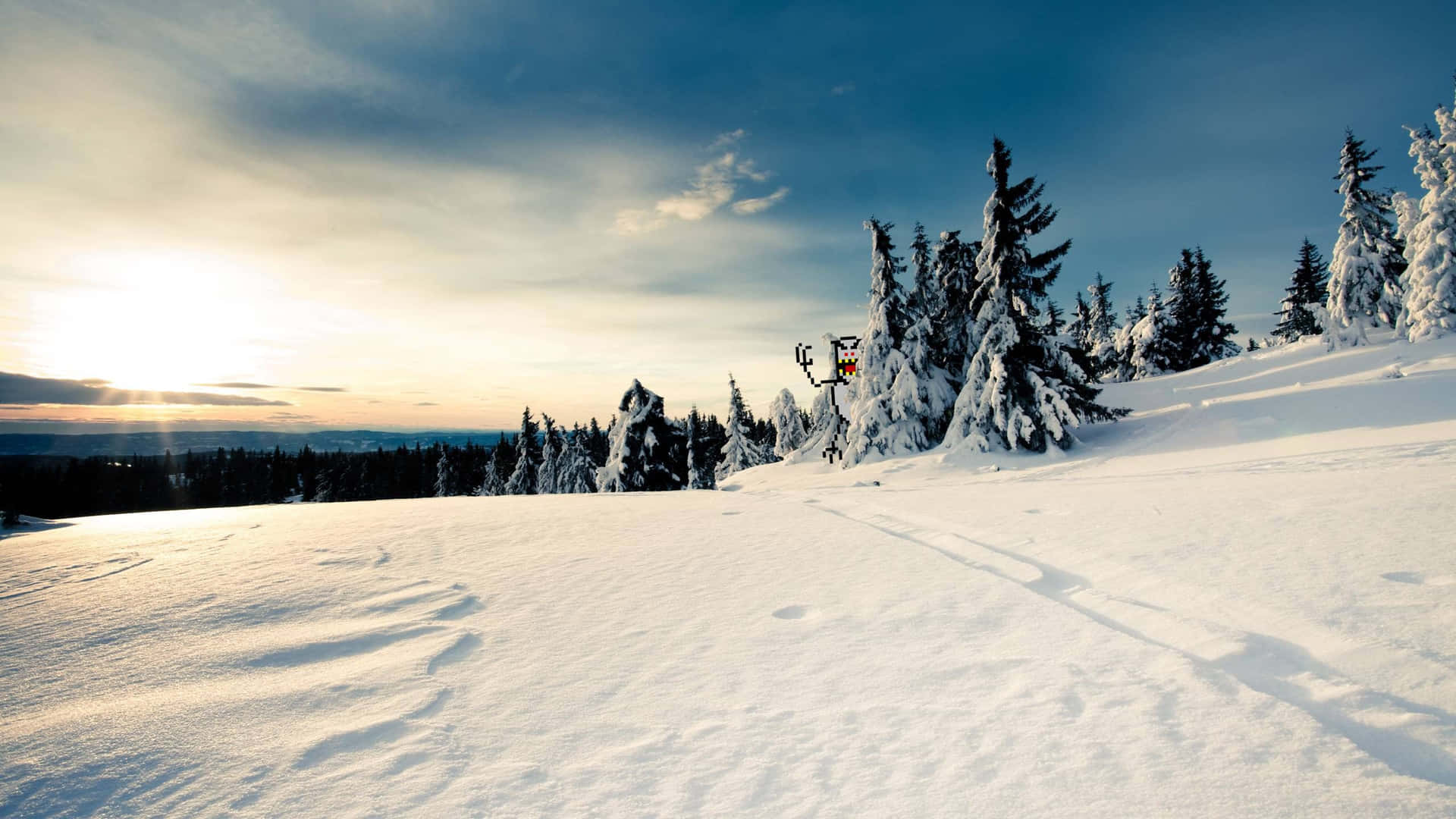 Enchanting Snowy Forest In Winter Wonderland Background