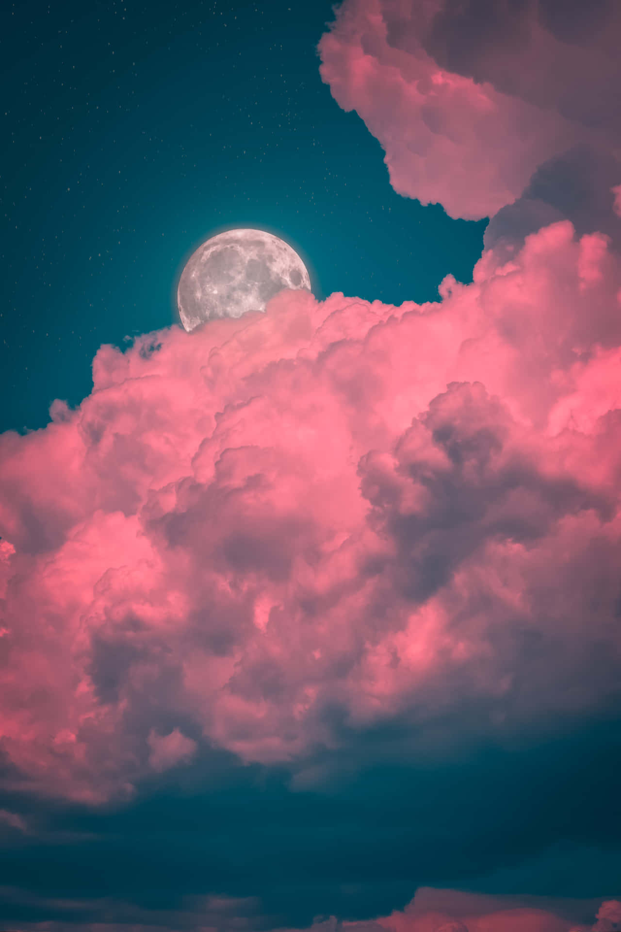 Enchanting View Of A Cute Moon On A Starry Night Background