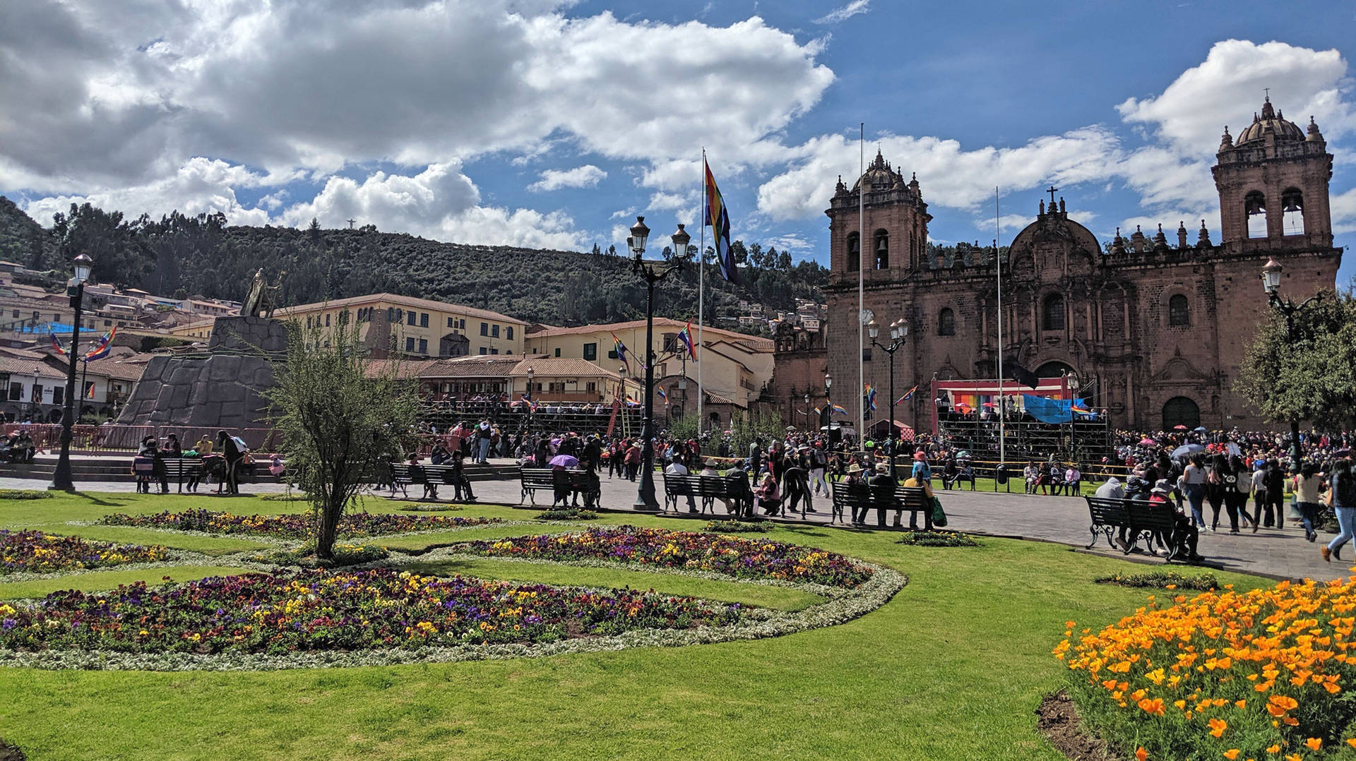 Enchanting View Of The Main Plaza In Cusco, Peru