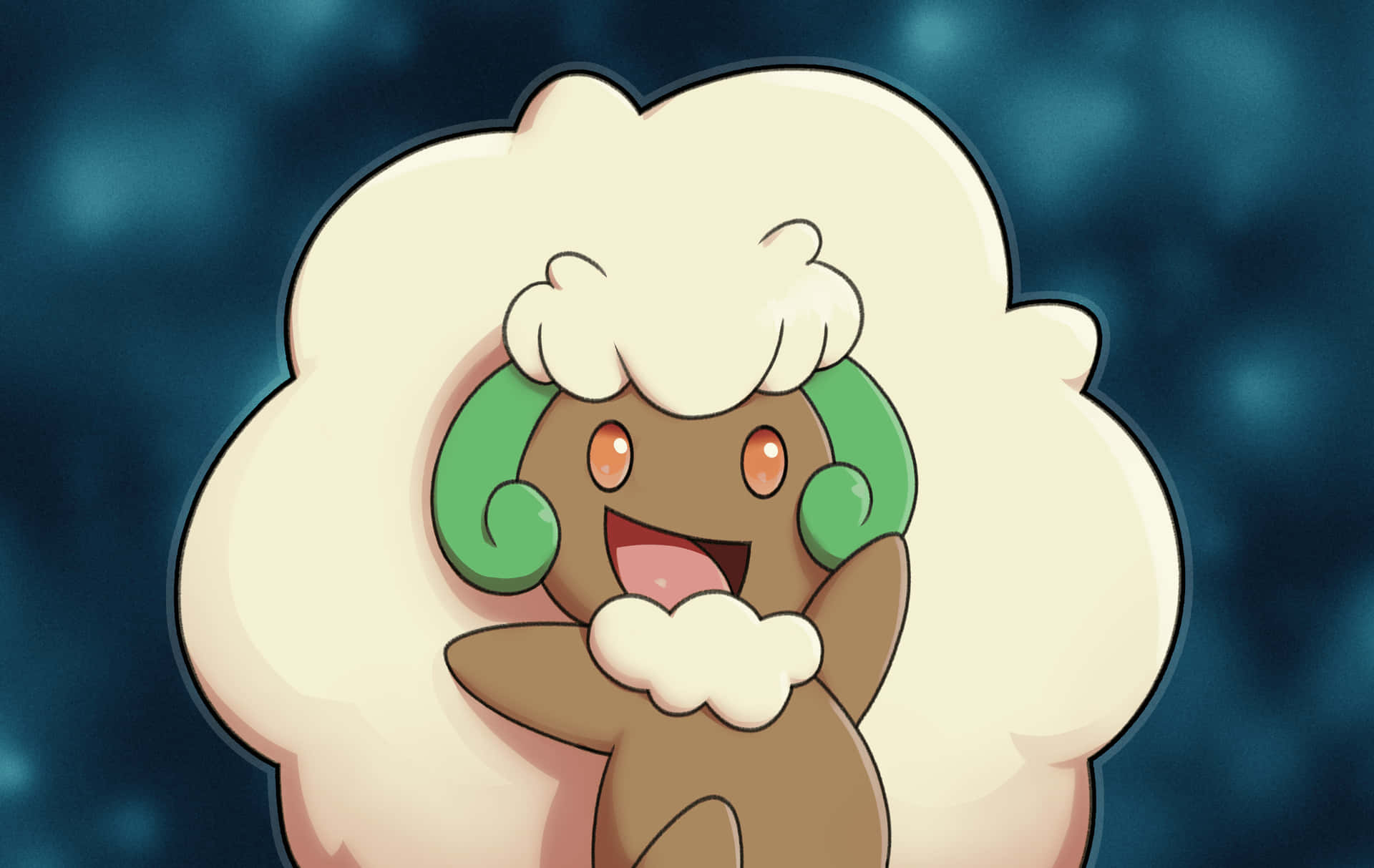 Enchanting Whimsicott Celebrates On A Brilliant Blue Background
