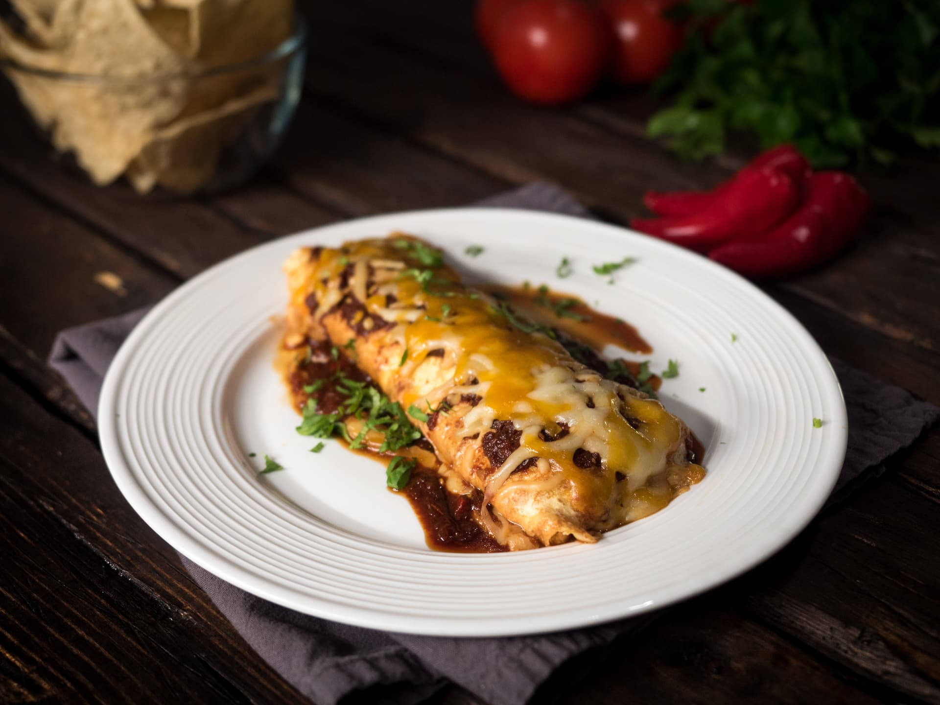 Enchiladas Gourmet On A Plate Background