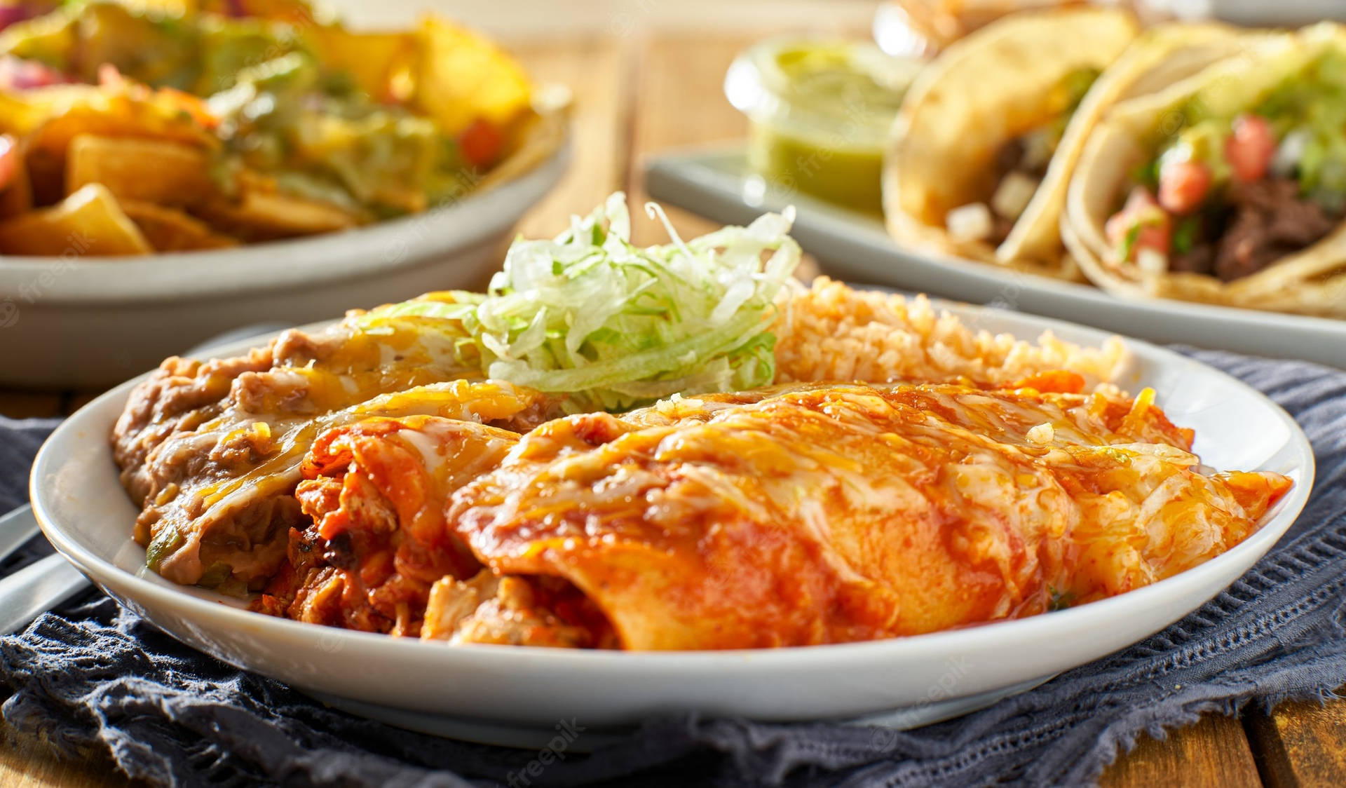 Enchiladas Newly Cooked On Plate Background