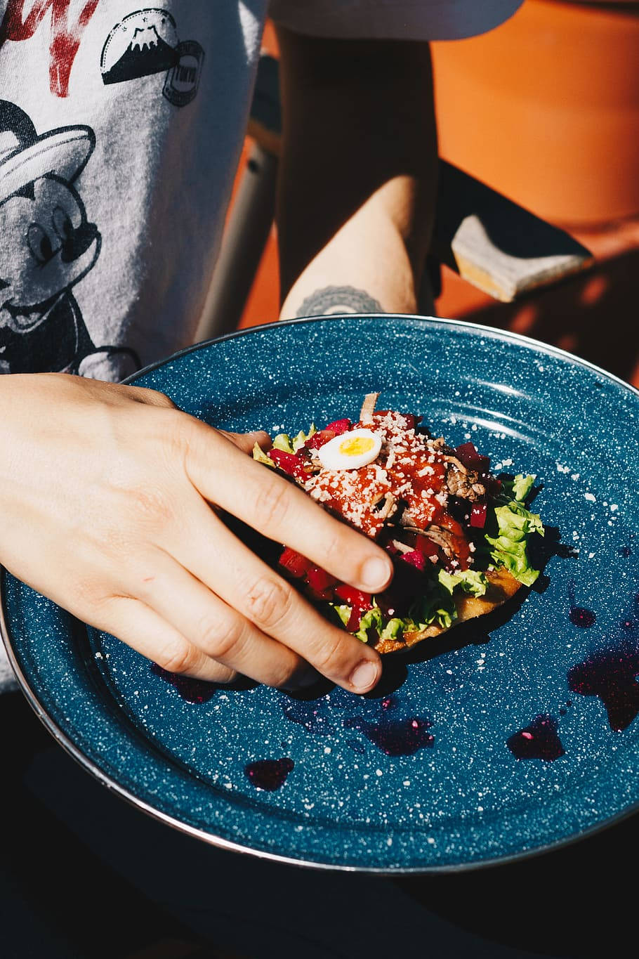 Enchiladas On A Blue Plate