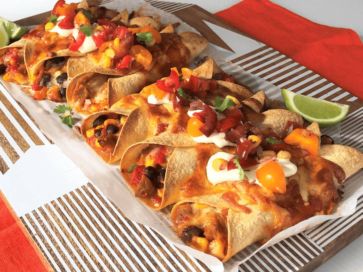 Enchiladas With Pepper And Corn Background