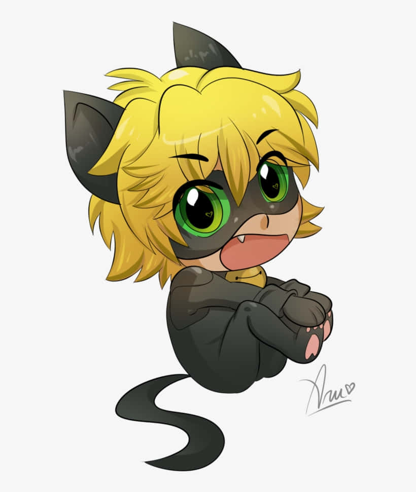 Endearing Scream Of Cute Cat Noir Background