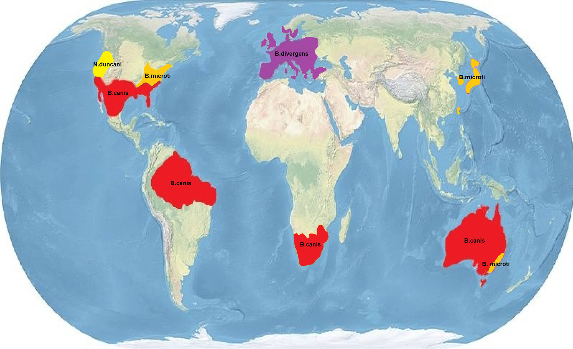 Endemic Countries On World Map Background