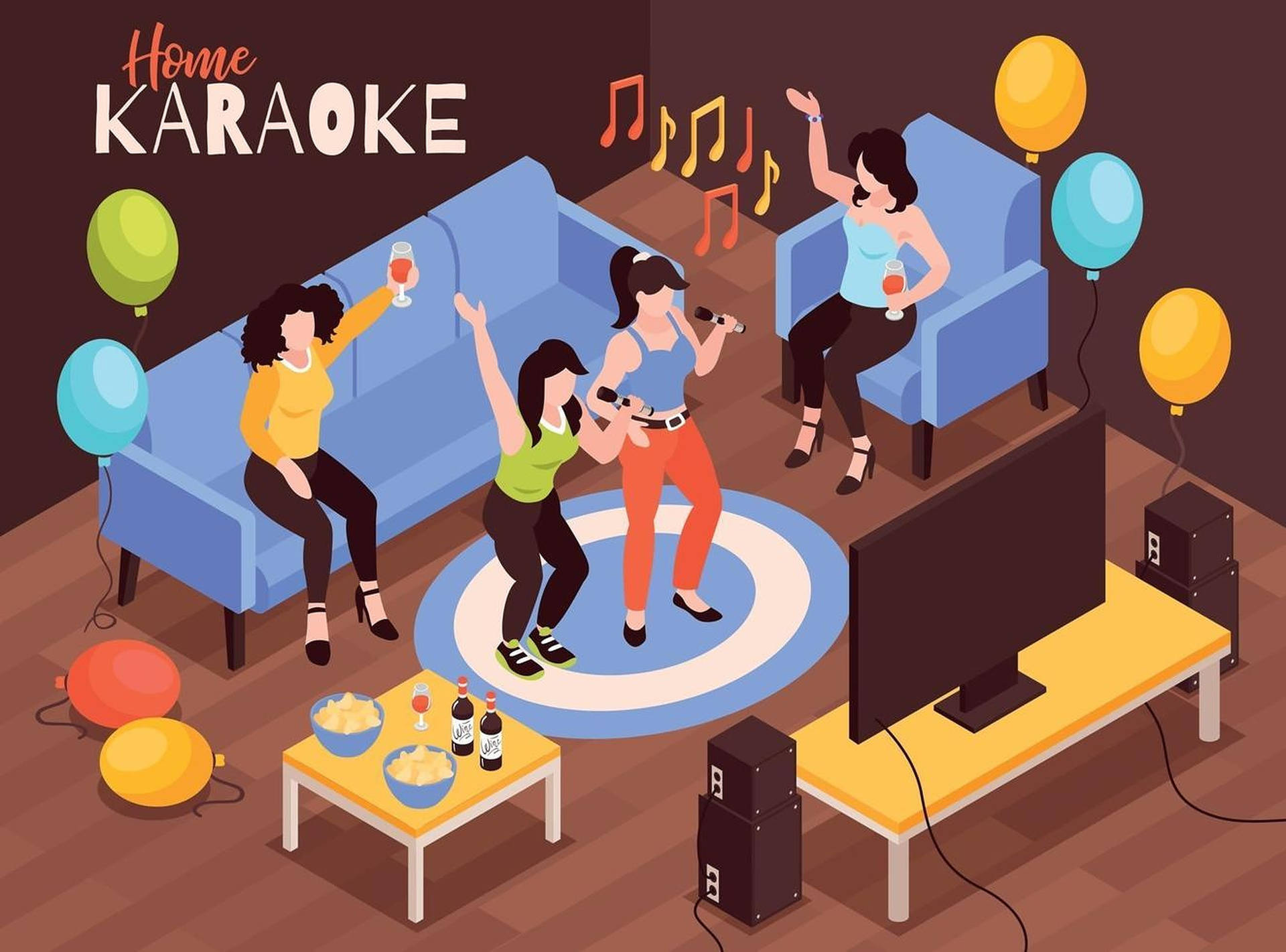 Energetic Home Karaoke Party Background Background