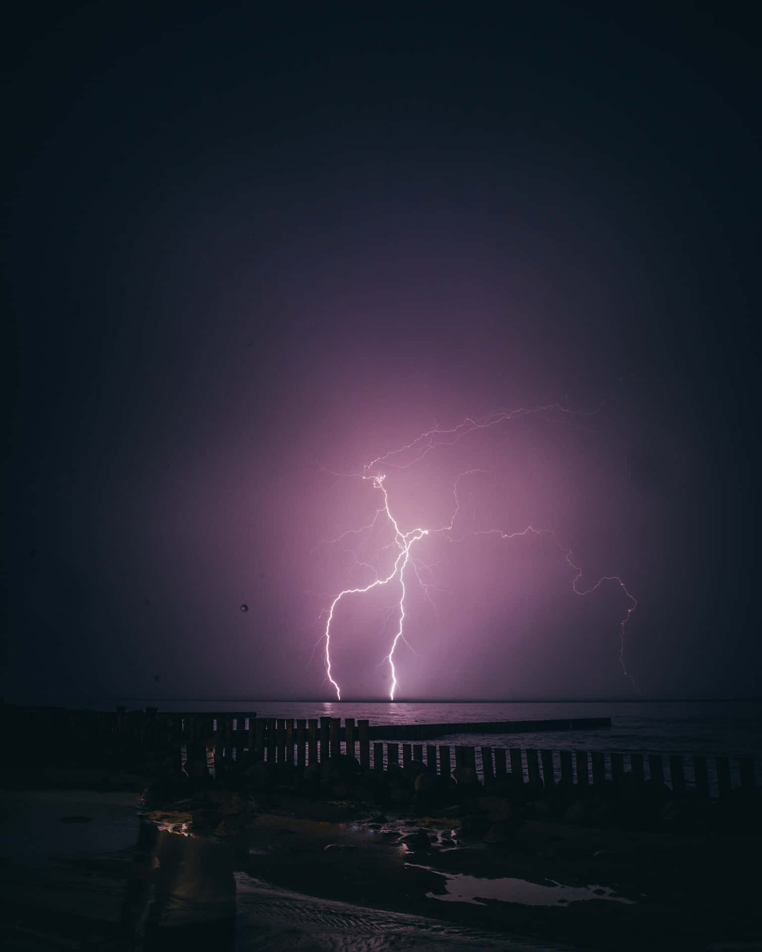 Energetic Purple Lightning Illuminating A Refreshing Night