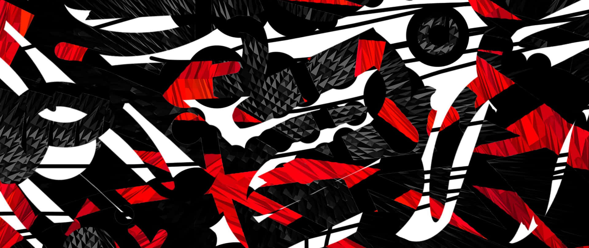 Energetic Red White And Black Abstract Art