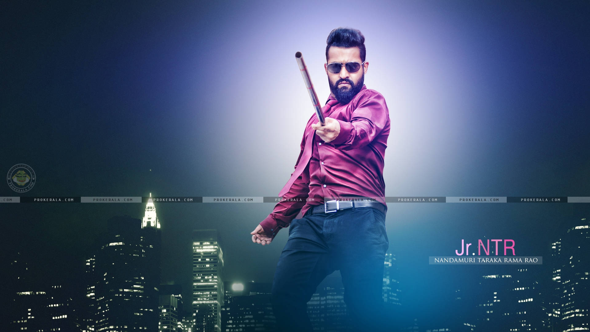 Energetic Star Jr Ntr Lighting Up The City Nights Background