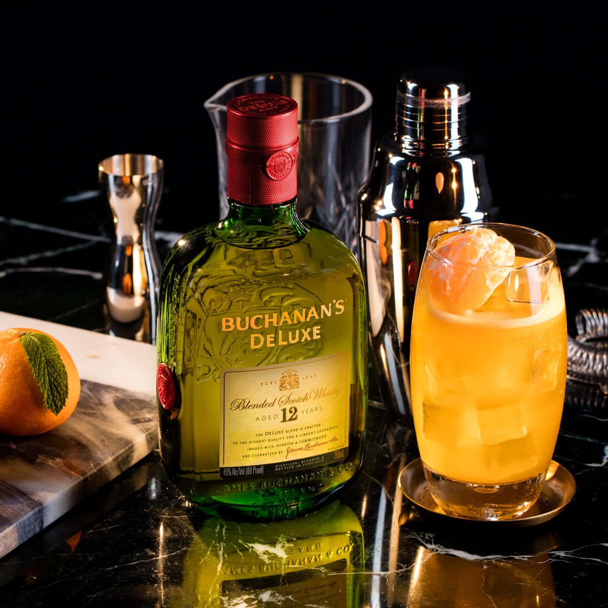 Energia Hispanic Cocktail With Buchanan's Deluxe Background