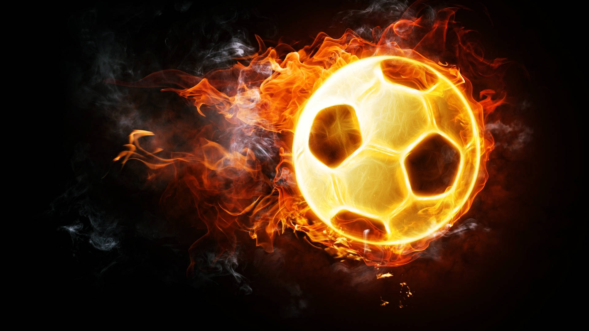 Energized Soccer Ball Engulfed In Flames Background