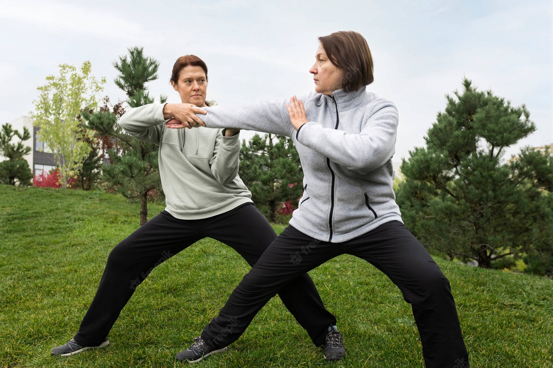 Engaged In The Fluid Movements Of Tai Chi