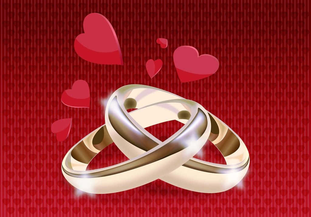 Engagement Gold Rings Vector Art