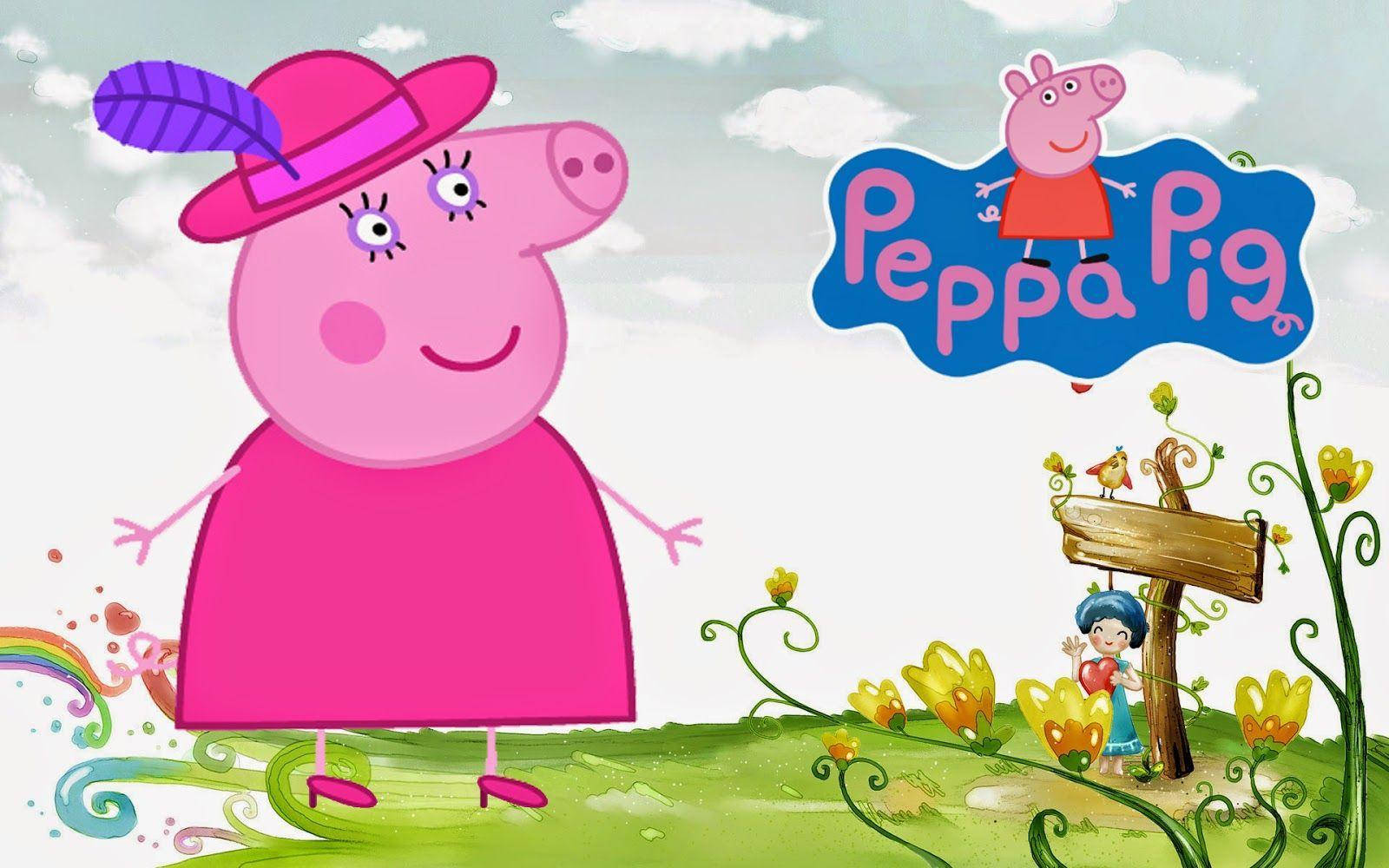 Engaging Fun With The Stylish Mummy Pig On A Peppa Pig Tablet Background