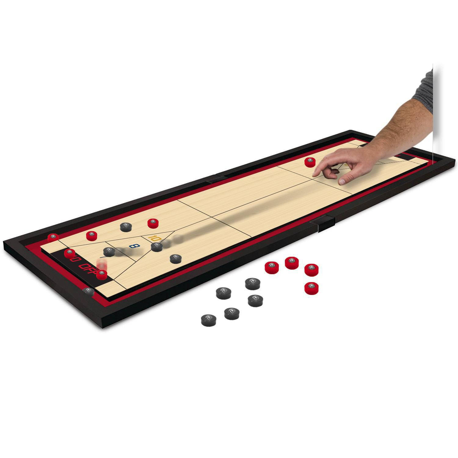 Engaging Game Of Tabletop Shuffleboard Illustration Background