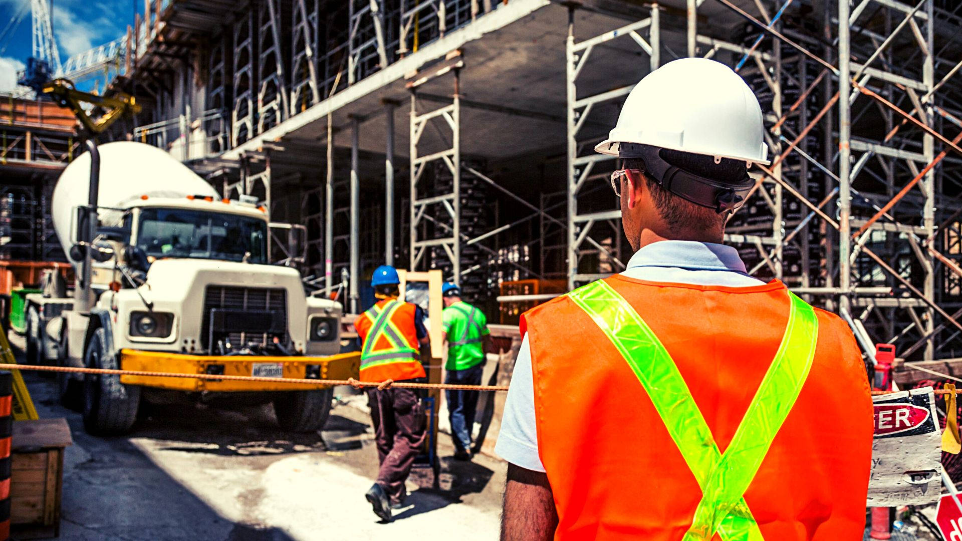 Engineer Watching Construction Site Background