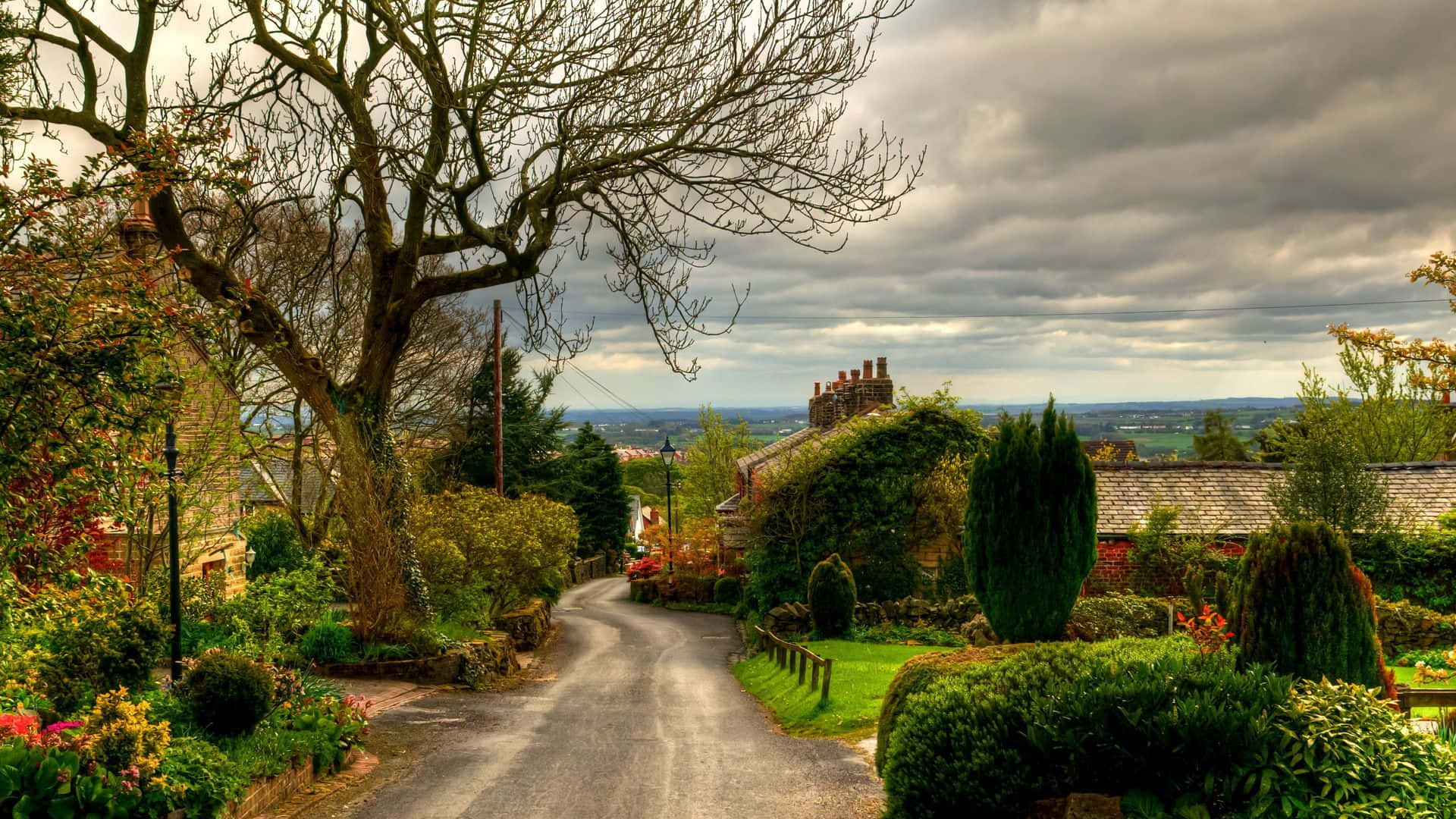 England Cottages In Rural Rural Village Background