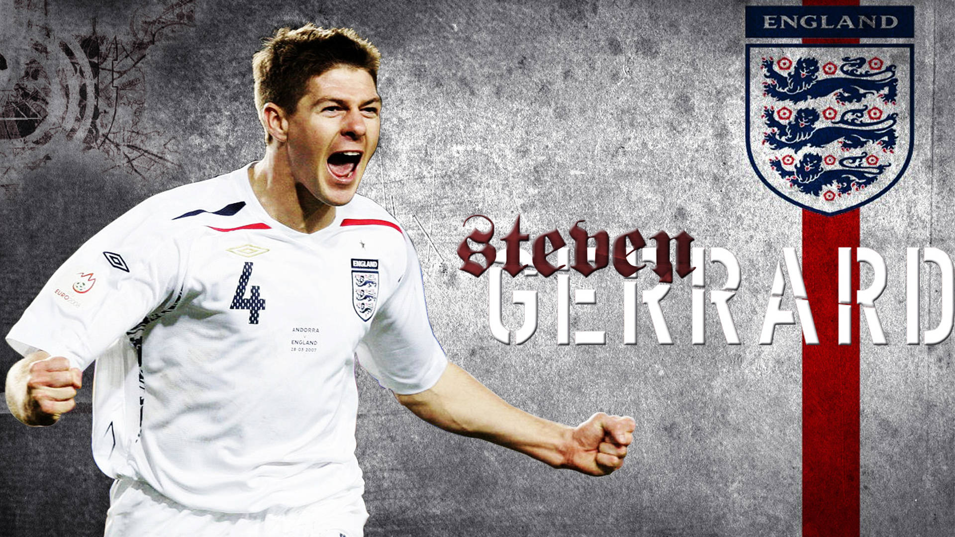 England Football Steven Gerrard Gray Background Background