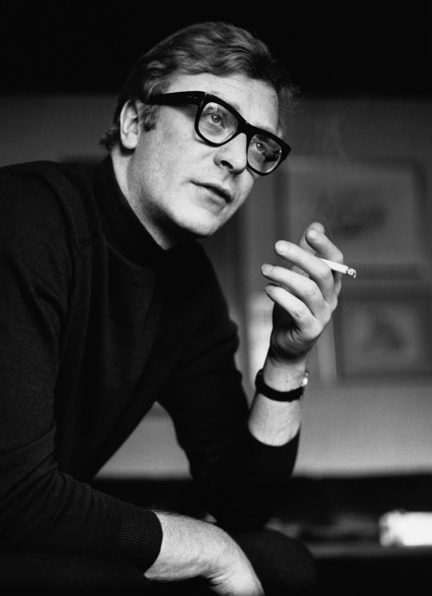 English Actor Michael Caine Vintage Portrait Shot Background