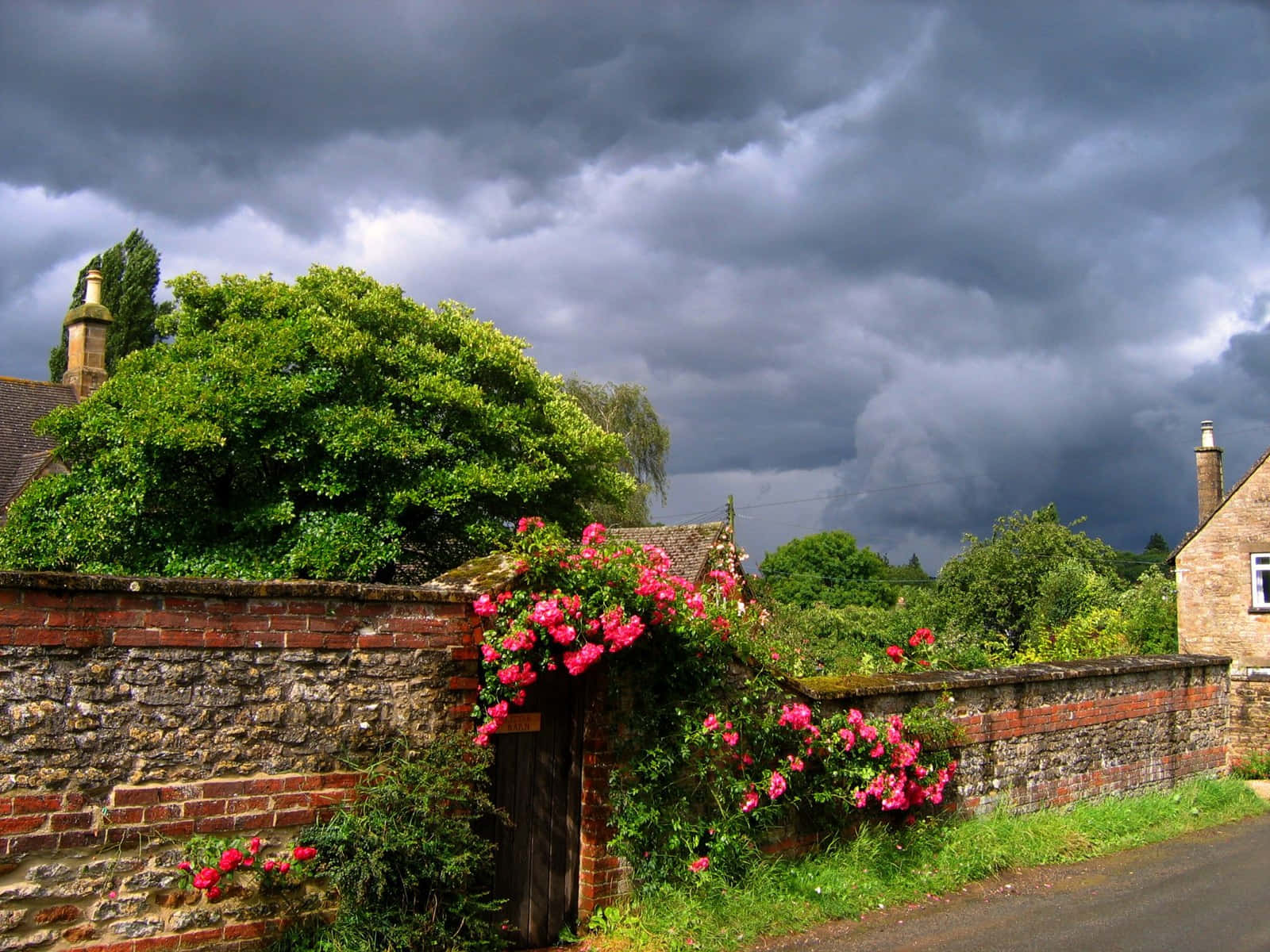 English Countryside With Gray Clouds