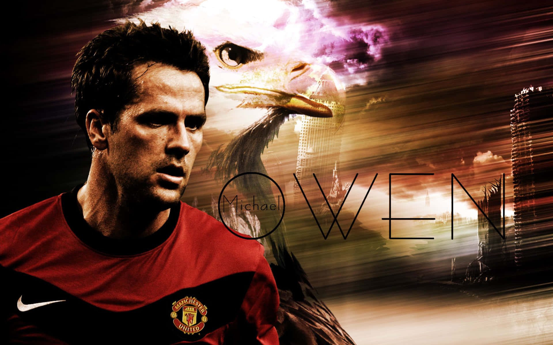 English Footballer Michael Owen With Eagle Background