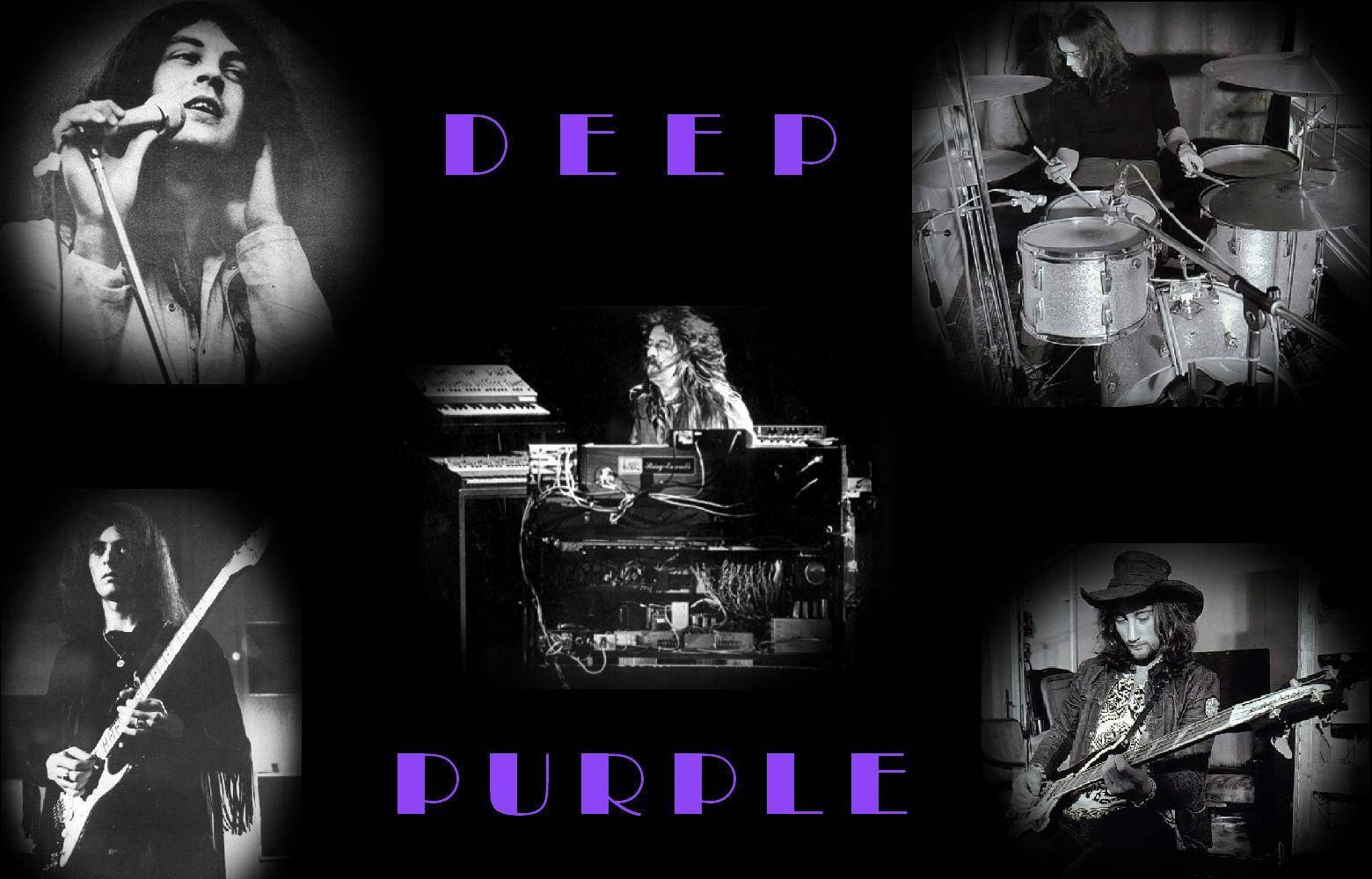 English Rock Band Deep Purple Black And White Illustration Background