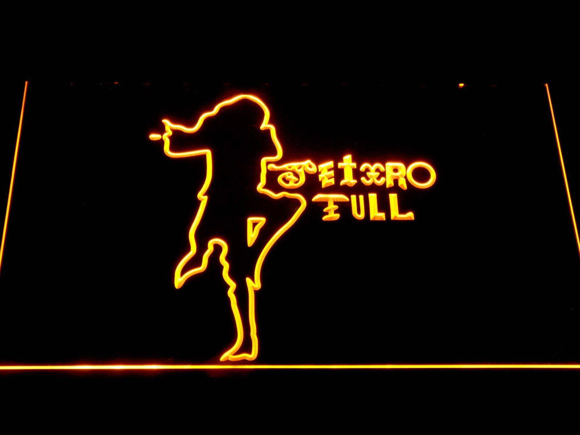 English Rock Band Jethro Tull Yellow Neon Light Logo Background