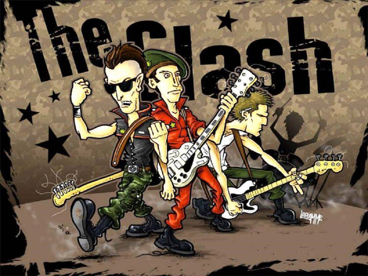 English Rock Band The Clash Caricature Drawing