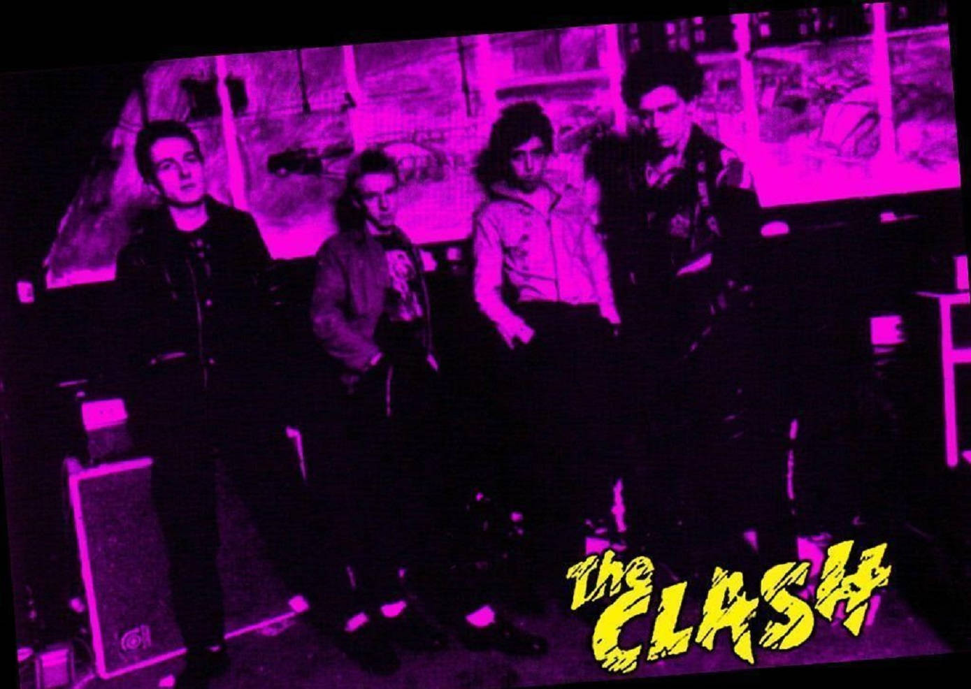 English Rock Band The Clash Purple Illustration