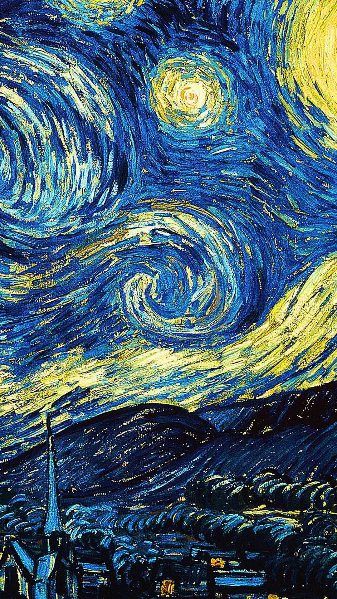 Enhanced Starry Night Painting Portrait Background