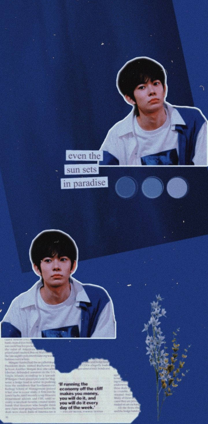 Enhypen Heeseung Dark Blue Aesthetic Collage Background