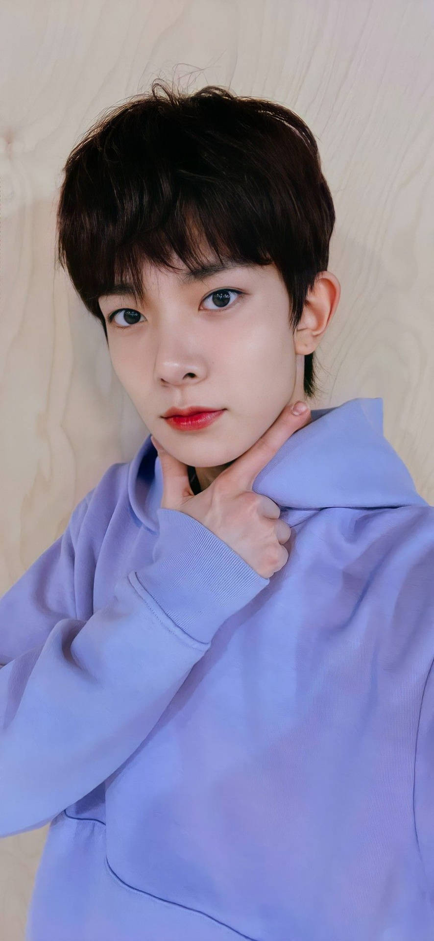 Enhypen Member Heeseung In Blue Hoodie Background