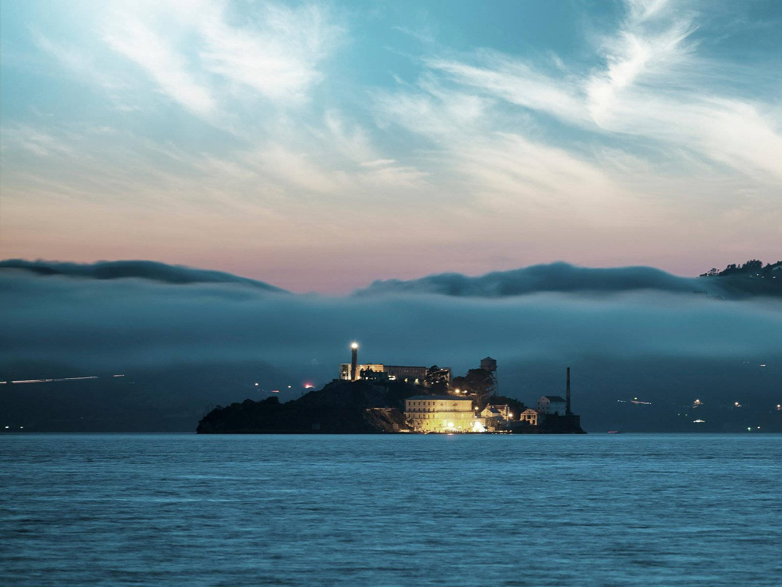 Enigmatic Alcatraz Island Under The Starlit Sky