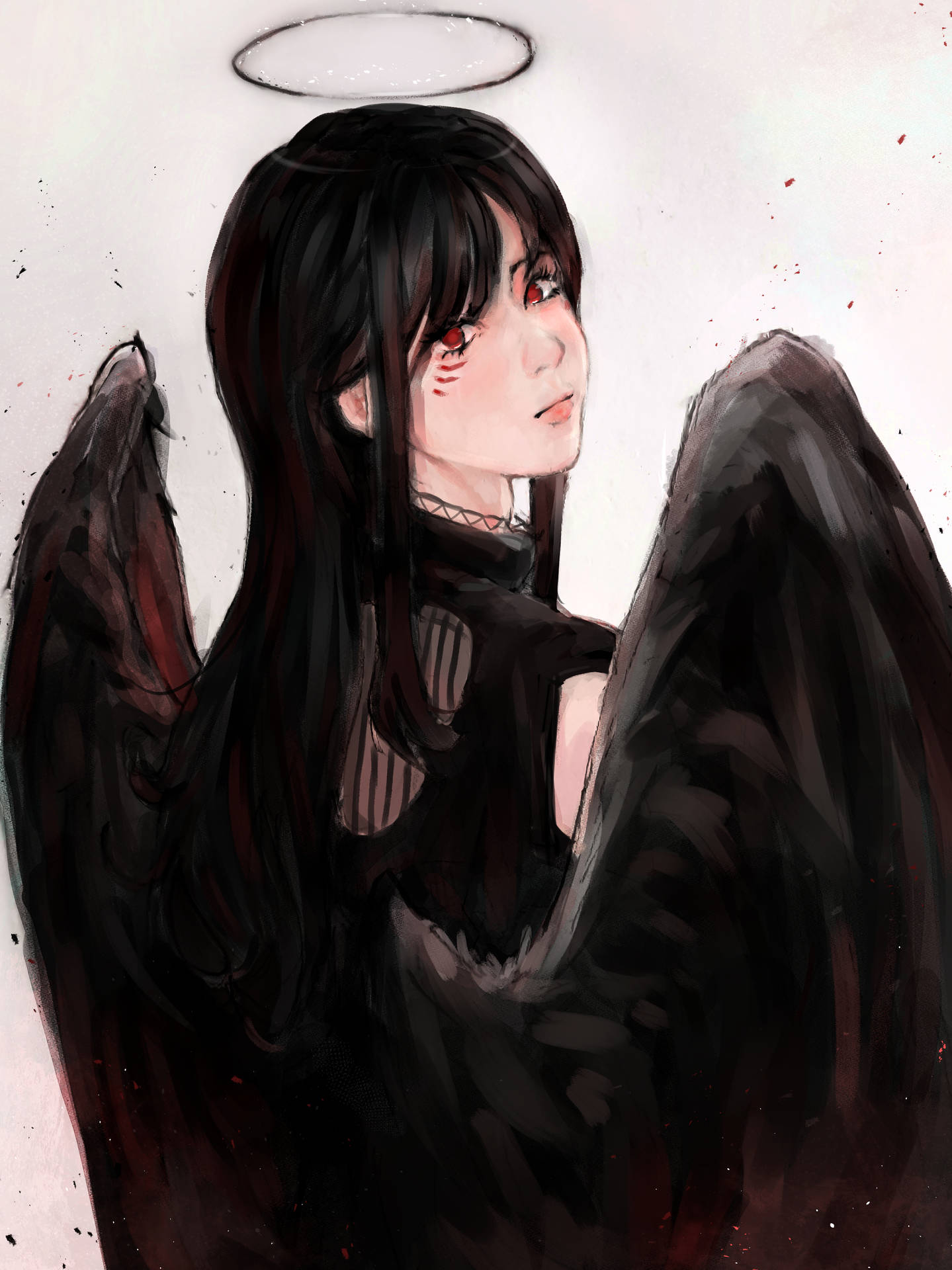 Enigmatic Black Angel Wings Background