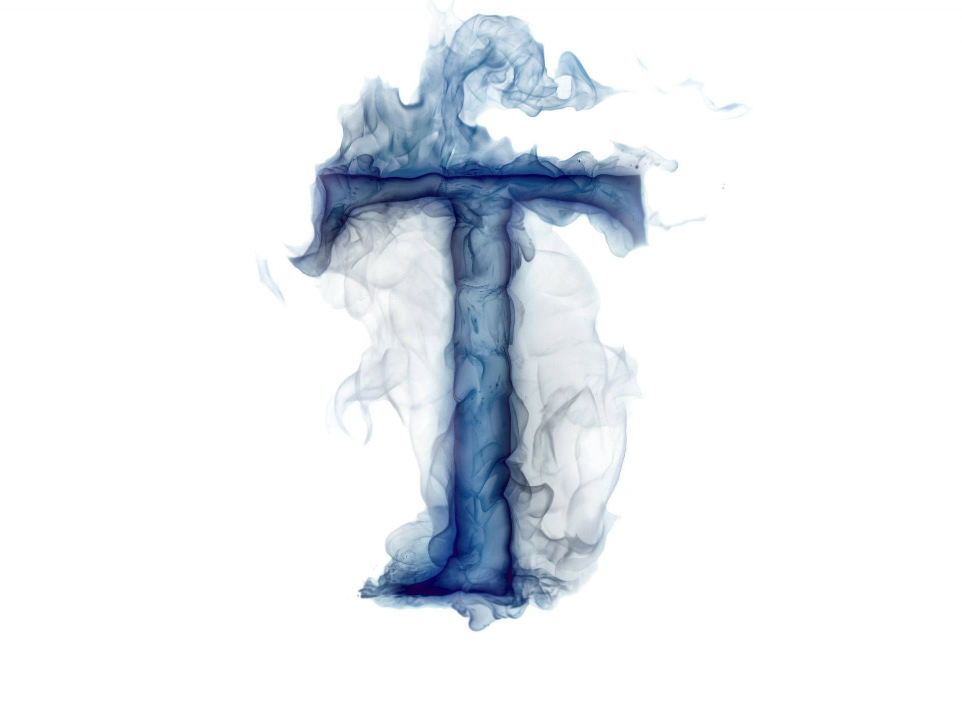 Enigmatic Blue Smoke Letter T Background