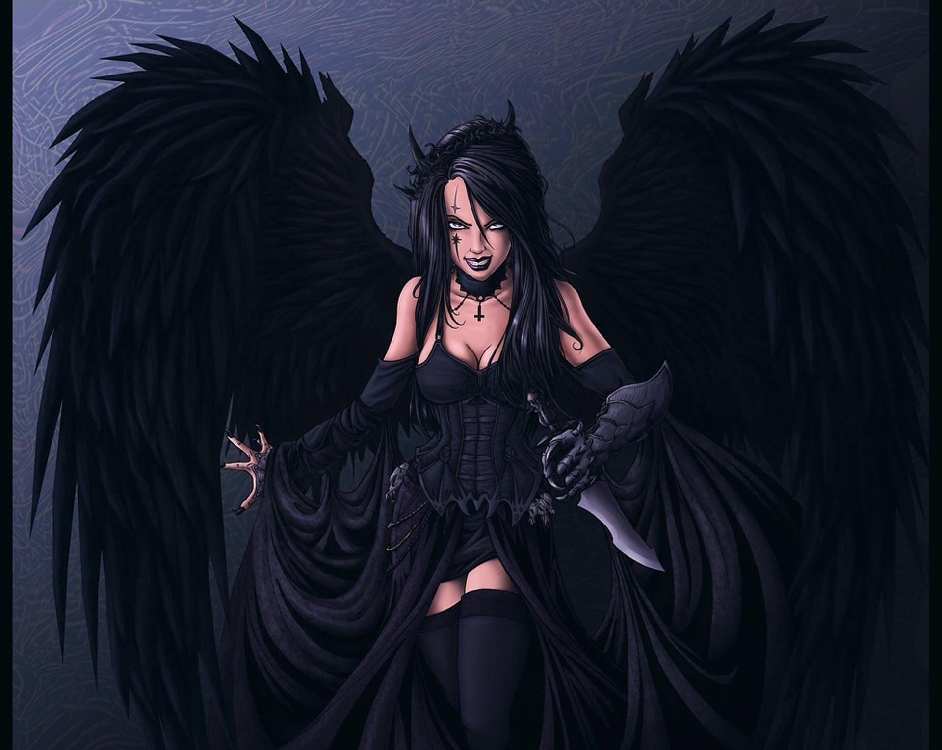 Enigmatic Dark Angel In Mystical Splendor