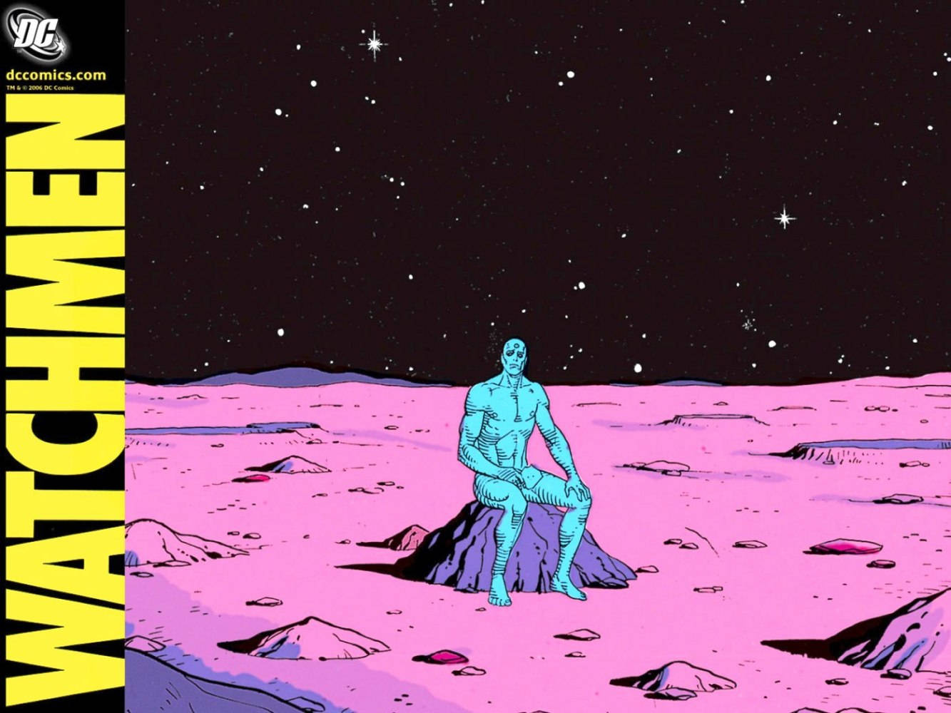 Enigmatic Dr. Manhattan From Watchmen, Illuminating The Shadows. Background