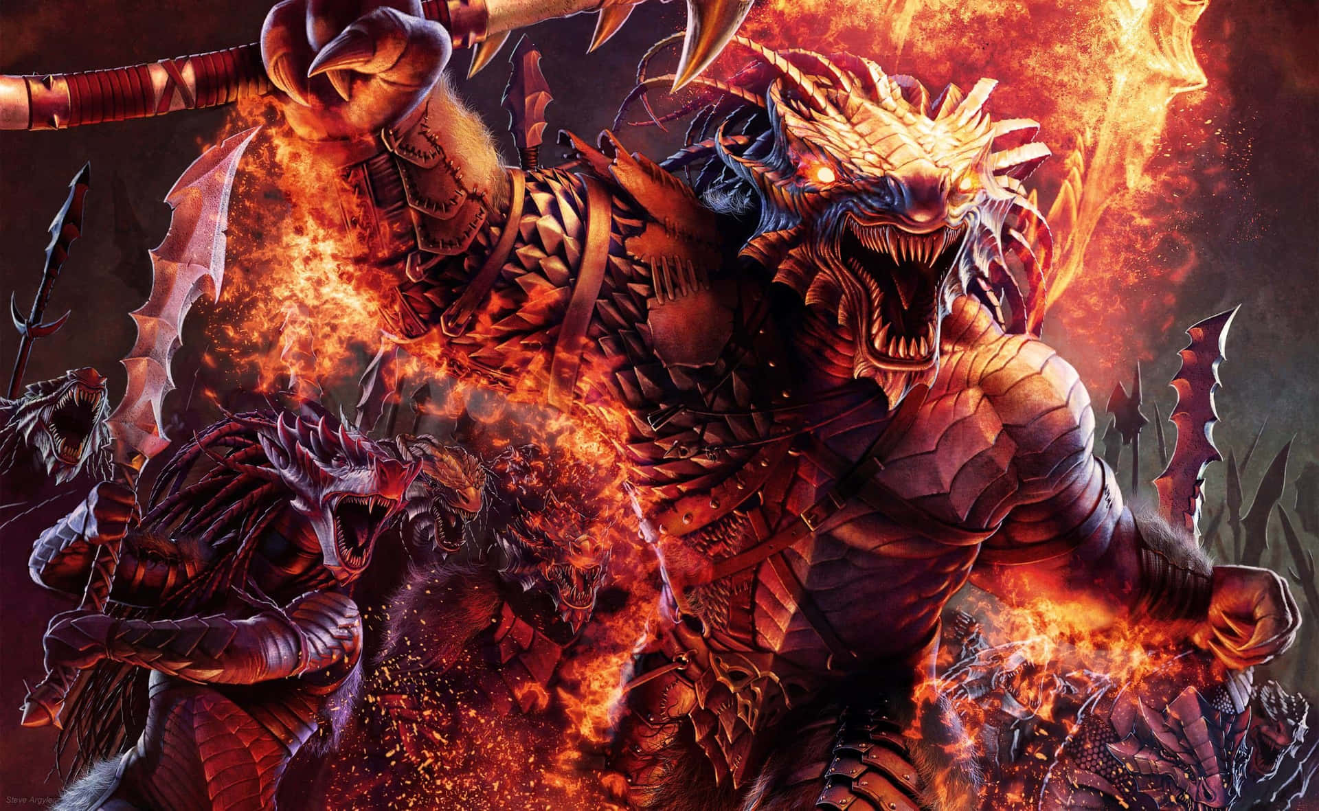Enigmatic Fiery Beast - The Awesome Cool Dragon Background