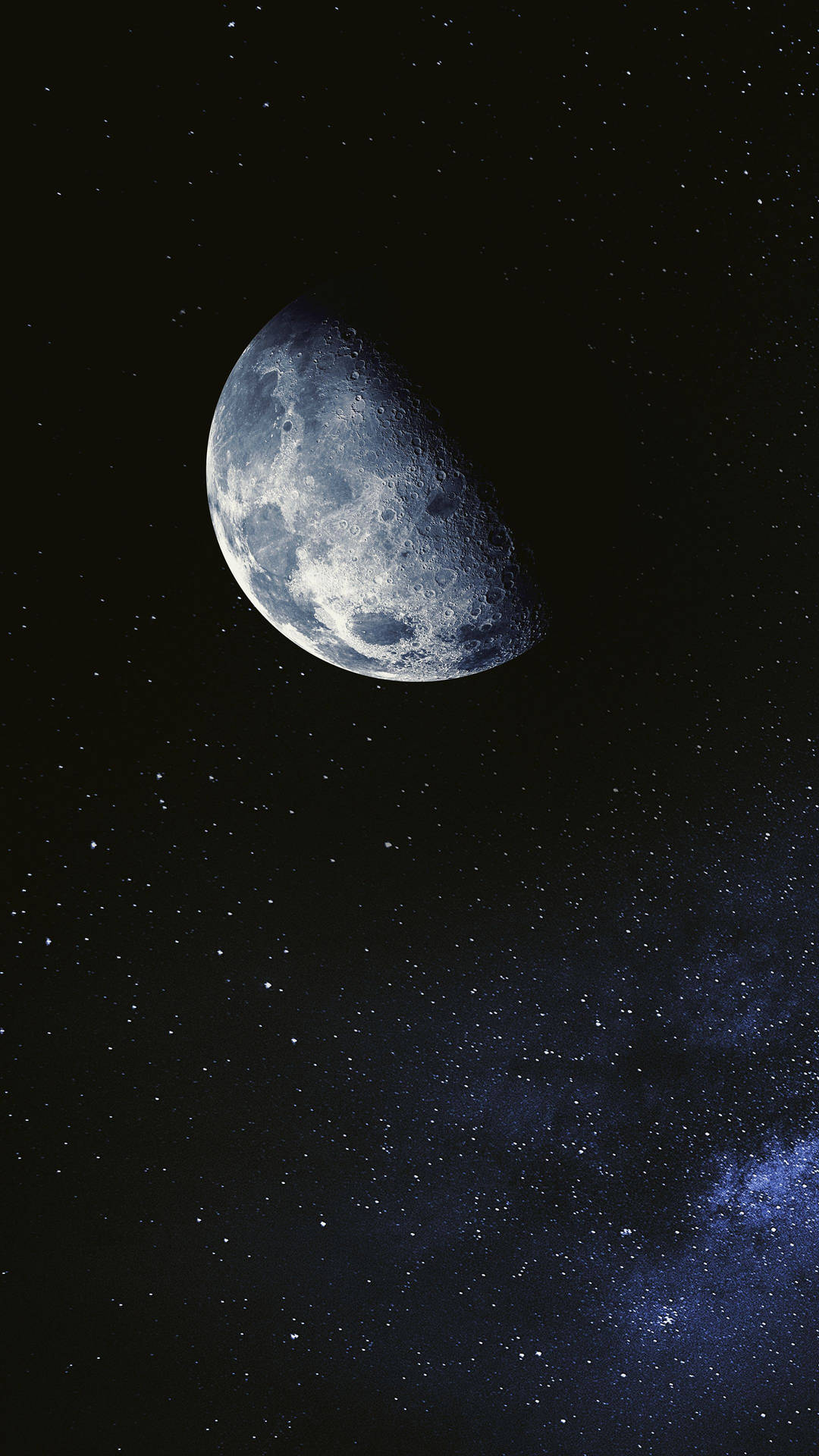 Enigmatic Half Moon Shining In The Dark Sky - 4k Ultra Hd Wallpaper For Phones