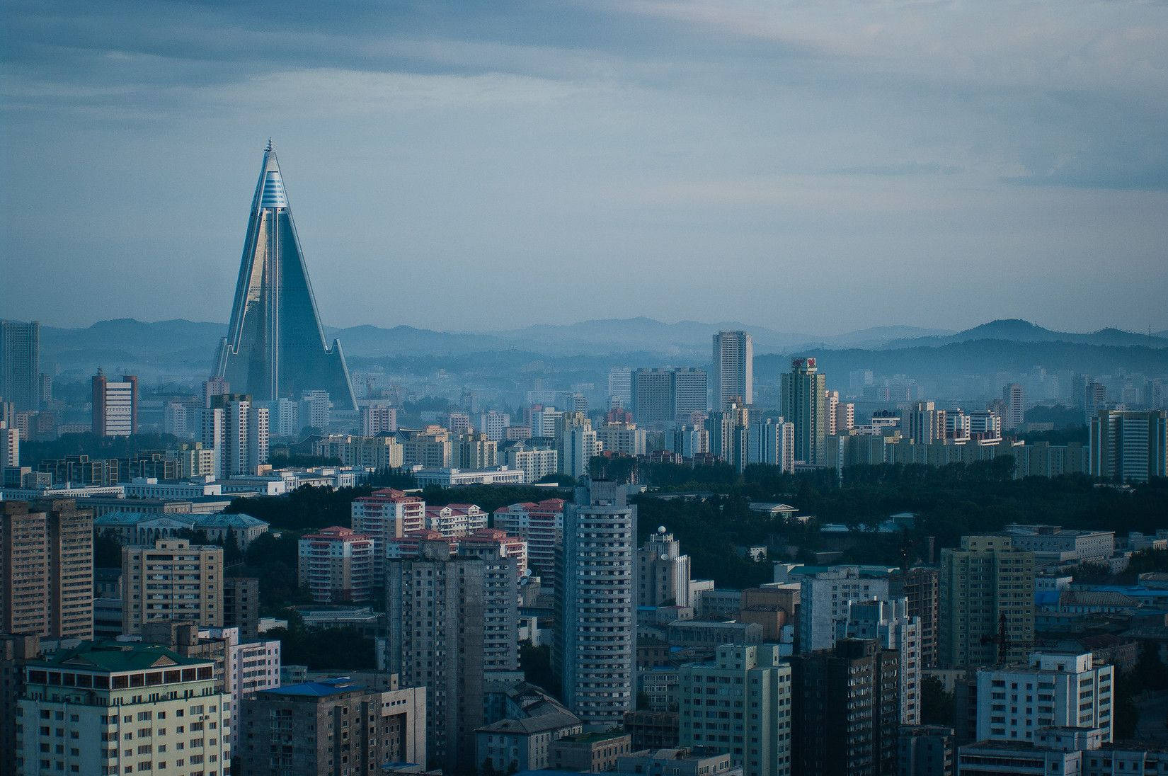 Enigmatic View Of Pyongyang And Ryugyong Hotel